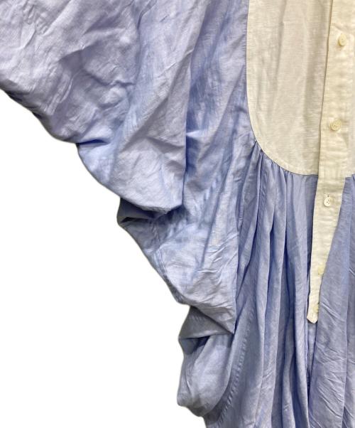 JUNYA WATANABE COMME des GARCONS（(ジュンヤワタナベ コムデギャルソン）JUNYA WATANABE COMME des GARCONS ((ジュンヤワタナベ コムデギャルソン) バイカラーリネンブレンドブラウス ブルー サイズ:Sの古着・服飾アイテム