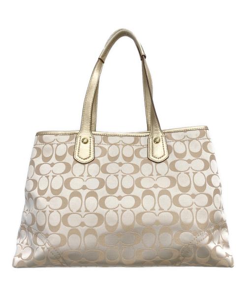 COACH（コーチ）COACH (コーチ) シグネチャー フローラルアップリケ トートバッグ ベージュの古着・服飾アイテム