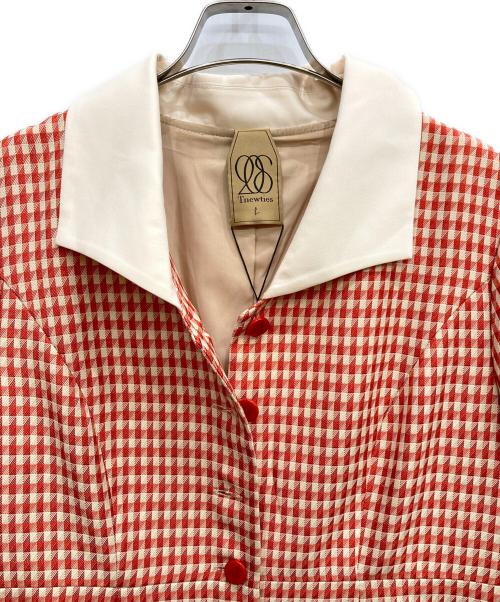 Tnewties（トゥエンティーズ）TNEWTIES (トゥエンティーズ) オープンカラーチェックワンピース オレンジ サイズ:L 未使用品の古着・服飾アイテム