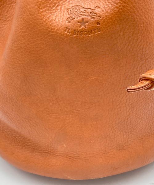 IL BISONTE（イル ビゾンテ）IL BISONTE (イル ビゾンテ) 巾着型レザーポシェット オレンジの古着・服飾アイテム