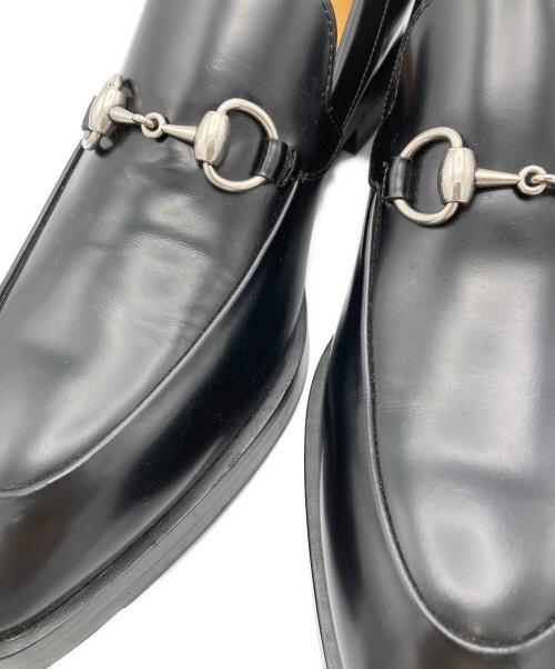 GUCCI（グッチ）GUCCI (グッチ) ホースビット ポインテッドトゥ レザー ローファー ブラック サイズ:7の古着・服飾アイテム