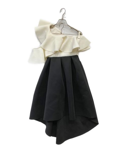 asos（エイソス）asos (エイソス) バイカラーワンショルダーワンピース ホワイト×ブラック サイズ:Sの古着・服飾アイテム