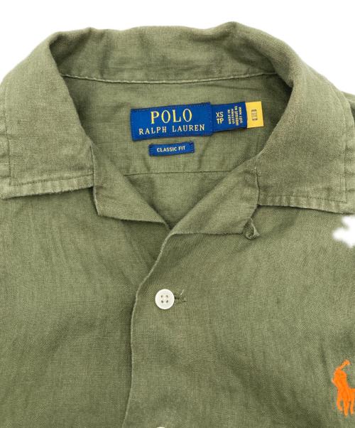 POLO RALPH LAUREN（ポロ・ラルフローレン）POLO RALPH LAUREN (ポロ・ラルフローレン) オープンカラーリネンシャツ カーキ サイズ:XSの古着・服飾アイテム