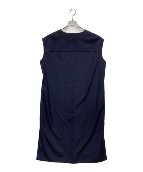 SHIPS Primary navy label（シップス プライマリー ネイビー レーベル）SHIPS Primary Navy Label (シップス プライマリー ネイビー レーベル) 梳毛 Vネック ワンピース ネイビー サイズ:FREEの古着・服飾アイテム