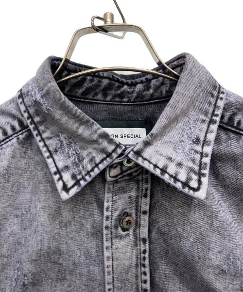 MAISON SPECIAL（メゾンスペシャル）MAISON SPECIAL (メゾンスペシャル) 7.8oz Chemical Over-Dye Denim Prime-Over Shirt パープル サイズ:Mの古着・服飾アイテム