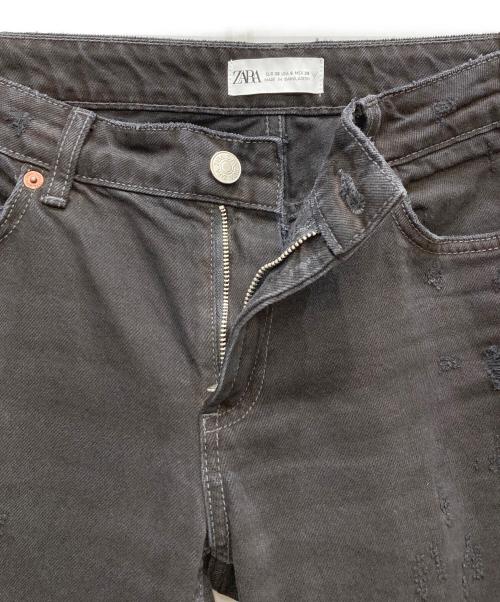 ZARA（ザラ）ZARA (ザラ) クラッシュ加工フレアデニムパンツ ブラック サイズ:Mの古着・服飾アイテム