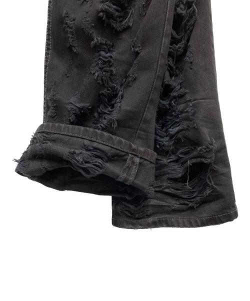 ZARA（ザラ）ZARA (ザラ) クラッシュ加工フレアデニムパンツ ブラック サイズ:Mの古着・服飾アイテム