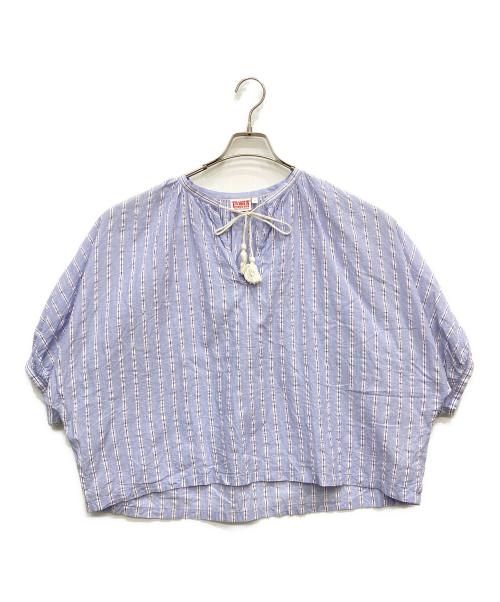 INDIA INDUSTRY（インディアインダストーリー）INDIA INDUSTRY (インディアインダストーリー) ボイルストライプシャツ パープル サイズ:1の古着・服飾アイテム