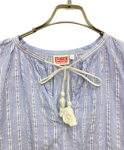 INDIA INDUSTRY（インディアインダストーリー）INDIA INDUSTRY (インディアインダストーリー) ボイルストライプシャツ パープル サイズ:1の古着・服飾アイテム