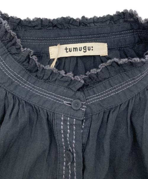 tumugu（ツムグ）tumugu (ツムグ) ふわふわコットンシャツ ブラック サイズ:FREE 未使用品の古着・服飾アイテム