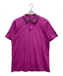 stussy（ステューシー）の古着「ネックロゴニットポロシャツ」｜パープル