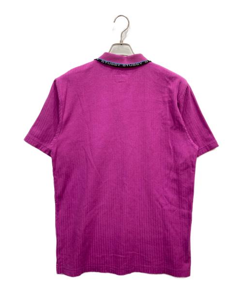 stussy（ステューシー）stussy (ステューシー) ネックロゴニットポロシャツ パープル サイズ:Mの古着・服飾アイテム