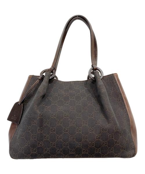 GUCCI（グッチ）GUCCI (グッチ) キャンバスハンドバッグ ブラウンの古着・服飾アイテム