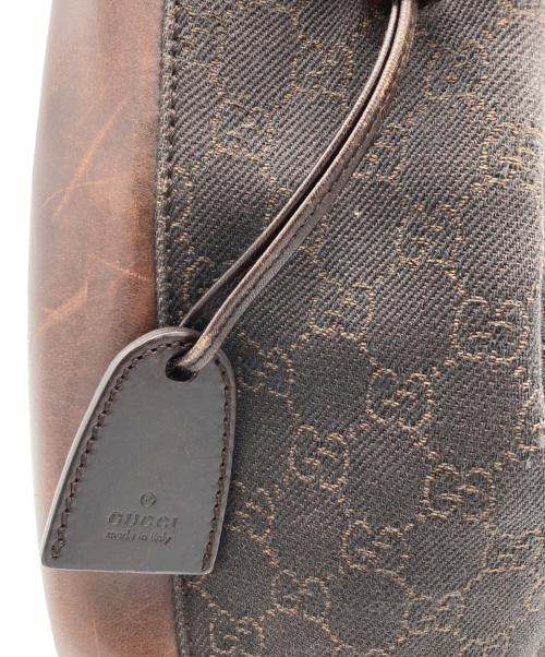GUCCI（グッチ）GUCCI (グッチ) キャンバスハンドバッグ ブラウンの古着・服飾アイテム