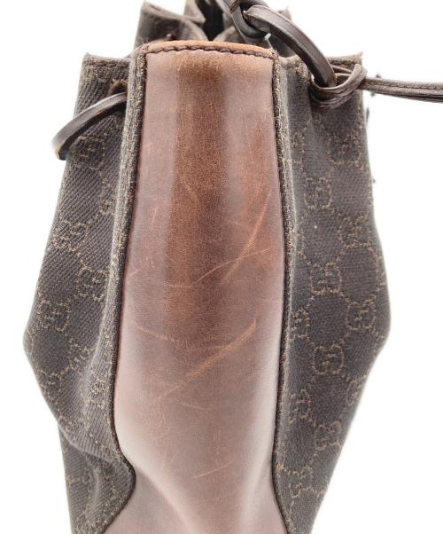 GUCCI（グッチ）GUCCI (グッチ) キャンバスハンドバッグ ブラウンの古着・服飾アイテム