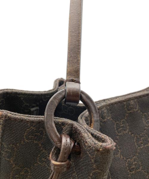 GUCCI（グッチ）GUCCI (グッチ) キャンバスハンドバッグ ブラウンの古着・服飾アイテム