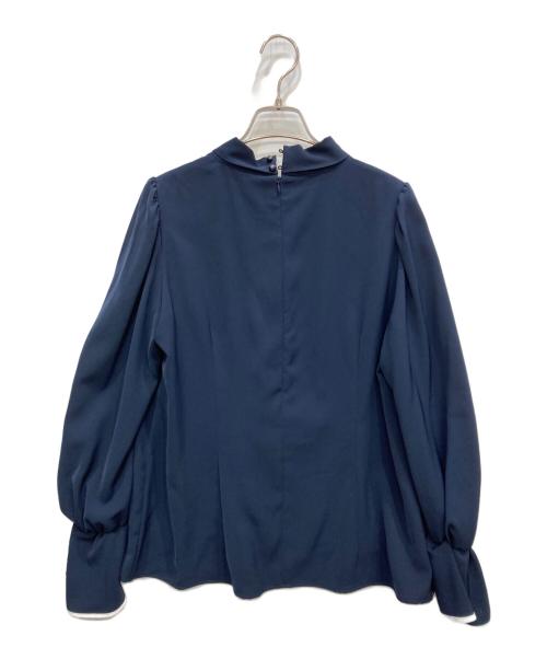 JUSGLITTY（ジャスグリッティー）JUSGLITTY (ジャスグリッティー) パイピングボウタイブラウス ネイビー サイズ:2の古着・服飾アイテム
