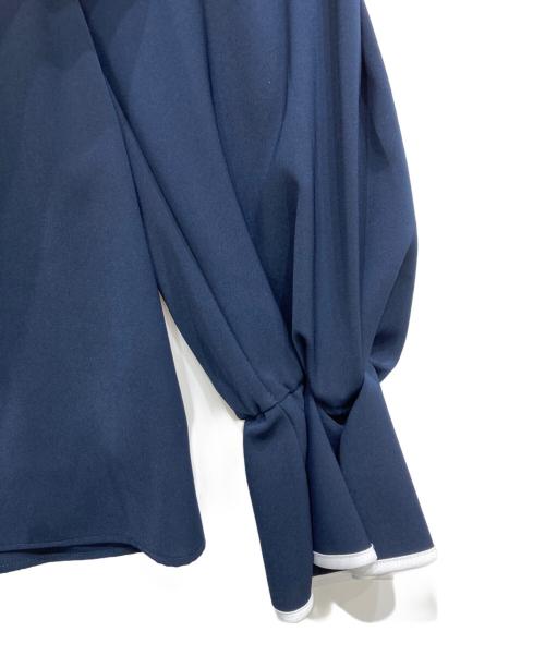 JUSGLITTY（ジャスグリッティー）JUSGLITTY (ジャスグリッティー) パイピングボウタイブラウス ネイビー サイズ:2の古着・服飾アイテム