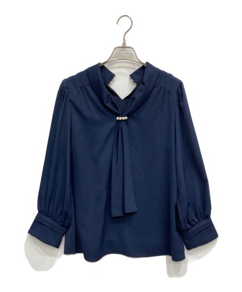 JUSGLITTY（ジャスグリッティー）JUSGLITTY (ジャスグリッティー) パールバーブラウス ネイビー サイズ:1の古着・服飾アイテム