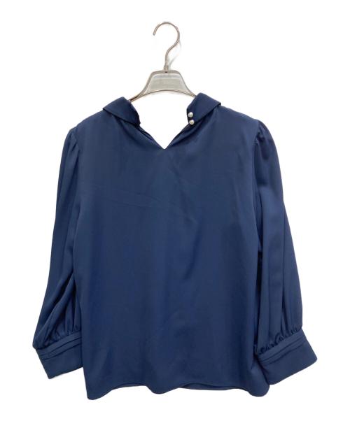 JUSGLITTY（ジャスグリッティー）JUSGLITTY (ジャスグリッティー) パールバーブラウス ネイビー サイズ:1の古着・服飾アイテム