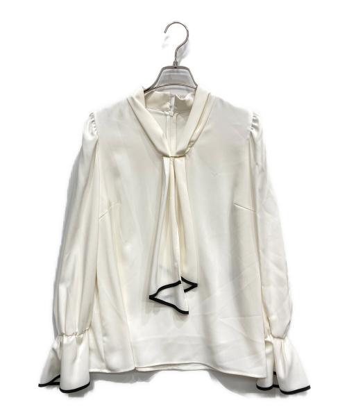 JUSGLITTY（ジャスグリッティー）JUSGLITTY (ジャスグリッティー) パイピングボウタイブラウス ホワイト サイズ:2の古着・服飾アイテム