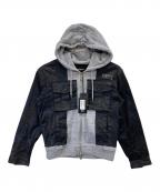 DSQUARED2ディースクエアード）の古着「ペンキ加工ドッキングフーデッドジャケット」｜ブラック