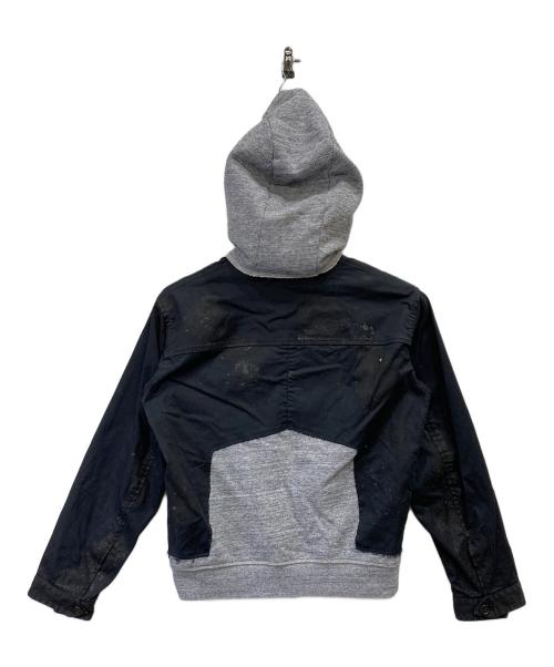 DSQUARED2（ディースクエアード）DSQUARED2 (ディースクエアード) ペンキ加工ドッキングフーデッドジャケット ブラック サイズ:46 未使用品の古着・服飾アイテム