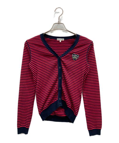 LACOSTE（ラコステ）LACOSTE (ラコステ) ボーダーカーディガン レッド サイズ:Mの古着・服飾アイテム