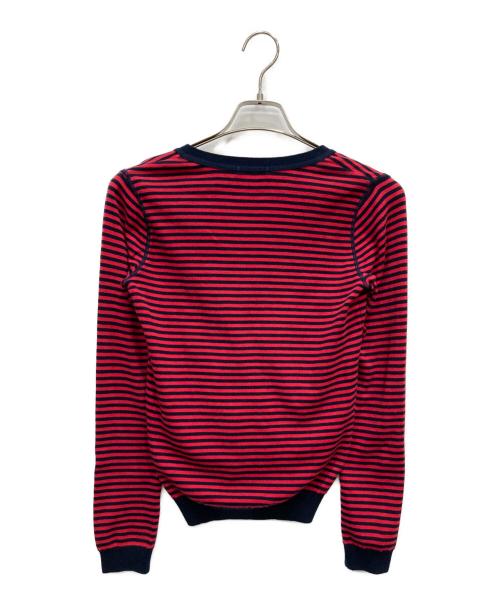 LACOSTE（ラコステ）LACOSTE (ラコステ) ボーダーカーディガン レッド サイズ:Mの古着・服飾アイテム