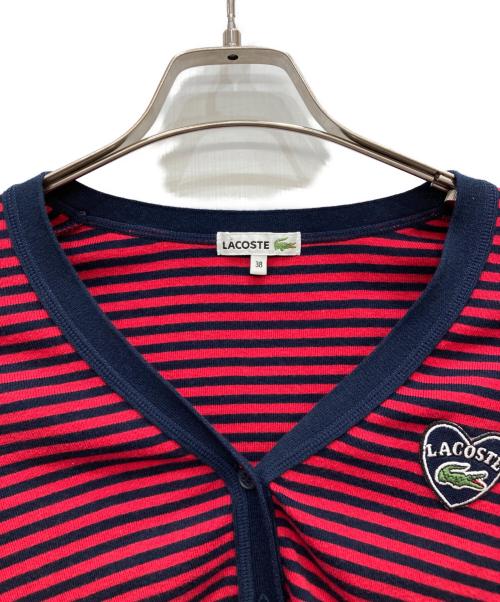 LACOSTE（ラコステ）LACOSTE (ラコステ) ボーダーカーディガン レッド サイズ:Mの古着・服飾アイテム
