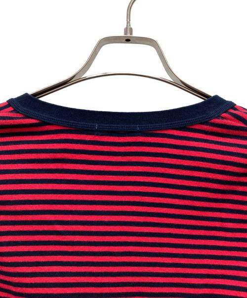 LACOSTE（ラコステ）LACOSTE (ラコステ) ボーダーカーディガン レッド サイズ:Mの古着・服飾アイテム