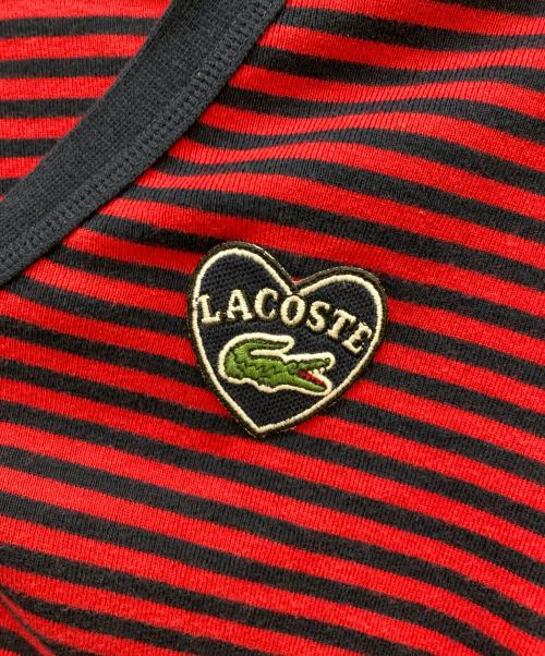 LACOSTE（ラコステ）LACOSTE (ラコステ) ボーダーカーディガン レッド サイズ:Mの古着・服飾アイテム