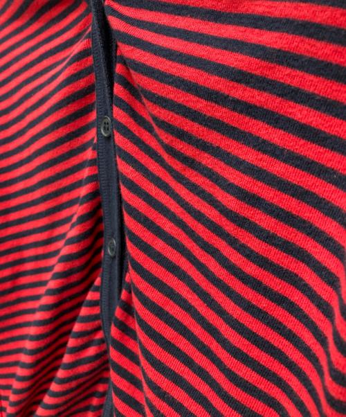 LACOSTE（ラコステ）LACOSTE (ラコステ) ボーダーカーディガン レッド サイズ:Mの古着・服飾アイテム