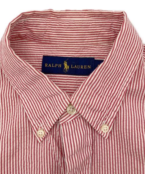 RALPH LAUREN（ラルフローレン）RALPH LAUREN (ラルフローレン) シアサッカーストライプシャツ レッド サイズ:Mの古着・服飾アイテム