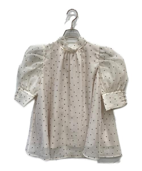 Snidel（スナイデル）Snidel (スナイデル) ハーフスリーブオーガンジーブラウス アイボリー サイズ:FREEの古着・服飾アイテム