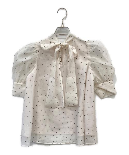 Snidel（スナイデル）Snidel (スナイデル) ハーフスリーブオーガンジーブラウス アイボリー サイズ:FREEの古着・服飾アイテム