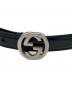 GUCCI (グッチ) インターロッキング レザー ベルト ブラック：7000円