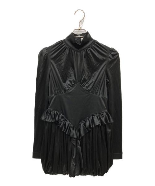 H&M（エイチアンドエム）H&M (エイチアンドエム) rabanne (ラバンヌ) フリルデザインミニワンピース ブラック サイズ:Sの古着・服飾アイテム