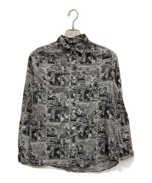 Hysteric Glamour（ヒステリックグラマー）Hysteric Glamour (ヒステリックグラマー) リネン混アメコミ柄シャツ グレー サイズ:FREEの古着・服飾アイテム
