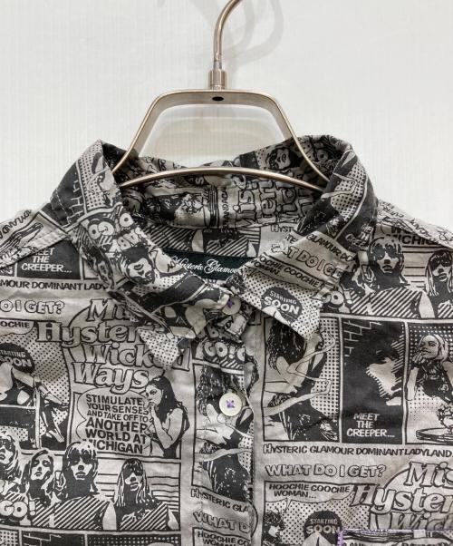 Hysteric Glamour（ヒステリックグラマー）Hysteric Glamour (ヒステリックグラマー) リネン混アメコミ柄シャツ グレー サイズ:FREEの古着・服飾アイテム