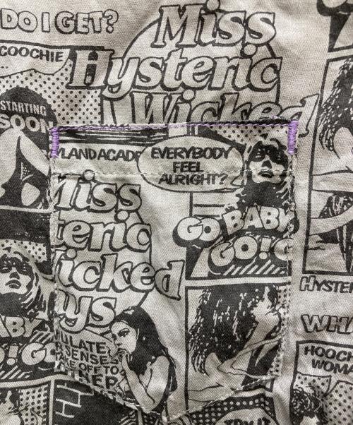 Hysteric Glamour（ヒステリックグラマー）Hysteric Glamour (ヒステリックグラマー) リネン混アメコミ柄シャツ グレー サイズ:FREEの古着・服飾アイテム