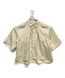 MIESROHE（ミースロエ）の古着「ネックギャザーハーフスリーブシャツ」｜ベージュ