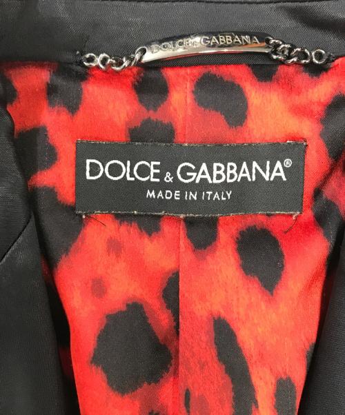 DOLCE & GABBANA（ドルチェ＆ガッバーナ）DOLCE & GABBANA (ドルチェ＆ガッバーナ) 裏地レオパード テーラードジャケット ブラック サイズ:40の古着・服飾アイテム
