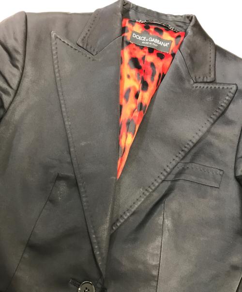 DOLCE & GABBANA（ドルチェ＆ガッバーナ）DOLCE & GABBANA (ドルチェ＆ガッバーナ) 裏地レオパード テーラードジャケット ブラック サイズ:40の古着・服飾アイテム