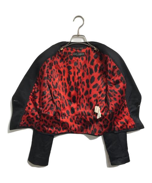 DOLCE & GABBANA（ドルチェ＆ガッバーナ）DOLCE & GABBANA (ドルチェ＆ガッバーナ) 裏地レオパード テーラードジャケット ブラック サイズ:40の古着・服飾アイテム