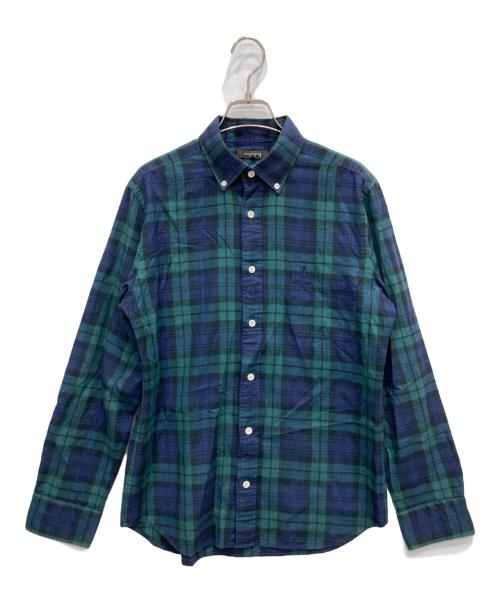 MACKINTOSH LONDON（マッキントッシュ ロンドン）MACKINTOSH LONDON (マッキントッシュ ロンドン) ウール混刺繍チェックシャツ グリーン サイズ:Ⅿの古着・服飾アイテム