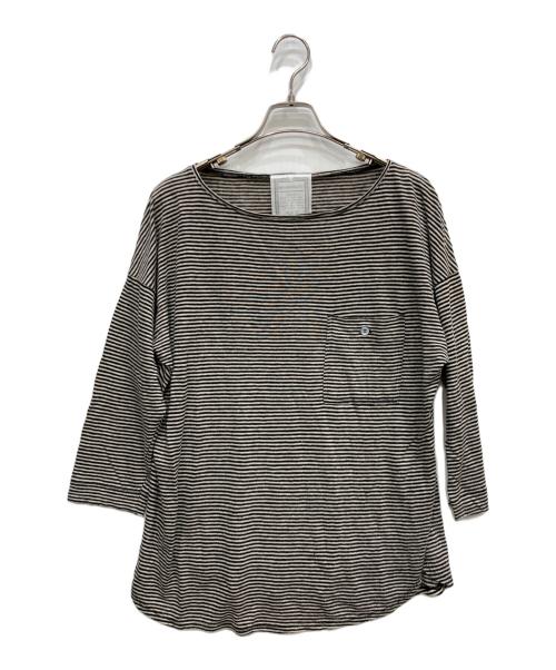 BEARDSLEY（ビアズリー）BEARDSLEY (ビアズリー) リネンボーダーカットソー ブラック サイズ:FREEの古着・服飾アイテム