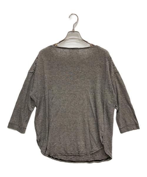 BEARDSLEY（ビアズリー）BEARDSLEY (ビアズリー) リネンボーダーカットソー ブラック サイズ:FREEの古着・服飾アイテム