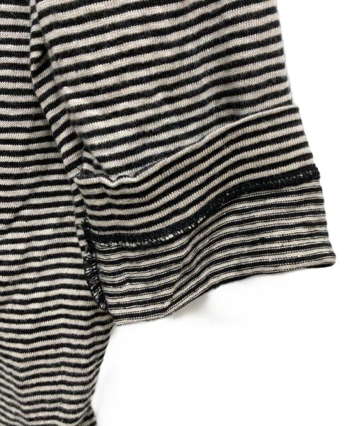 BEARDSLEY（ビアズリー）BEARDSLEY (ビアズリー) リネンボーダーカットソー ブラック サイズ:FREEの古着・服飾アイテム