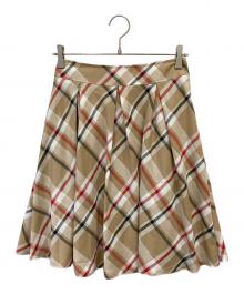 BURBERRY BLUE LABEL（バーバリー ブルー レーベル）の古着「ノバチェックフレアスカート」｜ベージュ
